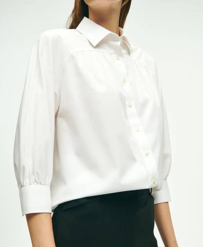 Blouses andamp Shirts Women Brooks Brothers Stretch Supima Cotton NonIron Blouse White