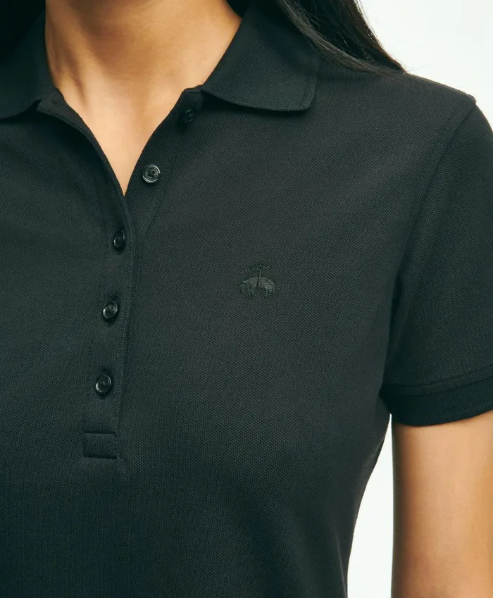Blouses andamp Shirts Women Brooks Brothers Supima Cotton Stretch Pique Polo Shirt Black