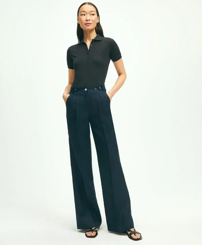 Blouses andamp Shirts Women Brooks Brothers Supima Cotton Stretch Pique Polo Shirt Black