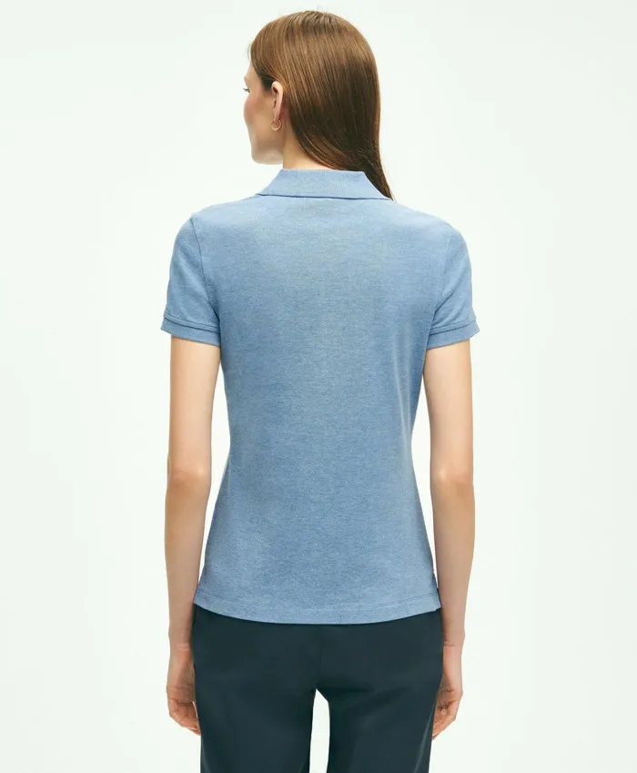 Blouses andamp Shirts Women Brooks Brothers Supima Cotton Stretch Pique Polo Shirt Medium Blue Heather