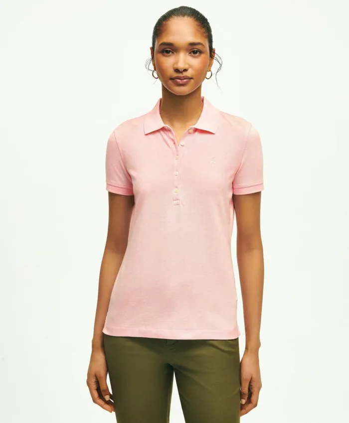 Blouses andamp Shirts Women Brooks Brothers Supima Cotton Stretch Pique Polo Shirt Medium Pink Heather