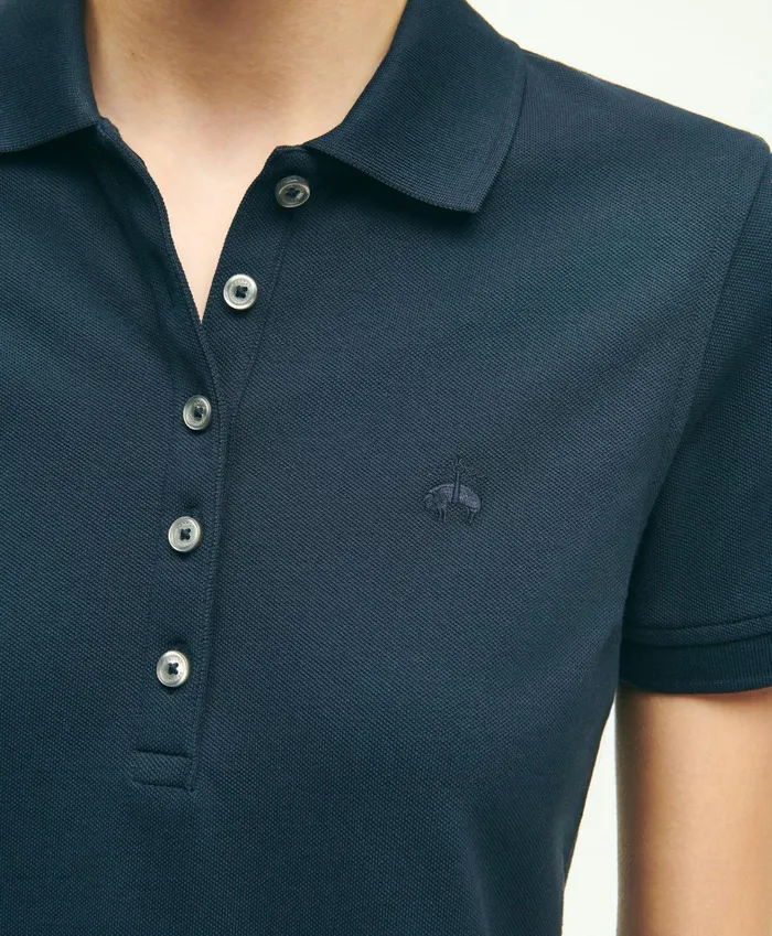 Blouses andamp Shirts Women Brooks Brothers Supima Cotton Stretch Pique Polo Shirt Navy