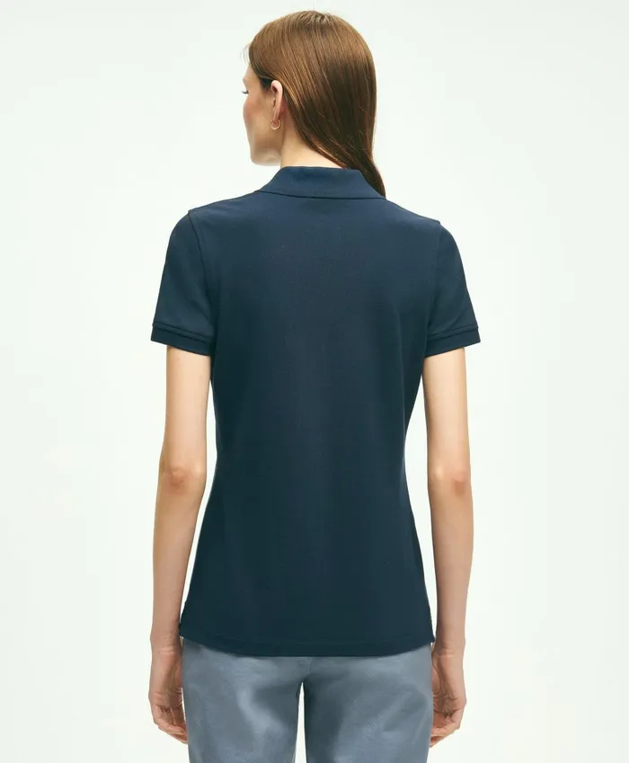 Blouses andamp Shirts Women Brooks Brothers Supima Cotton Stretch Pique Polo Shirt Navy