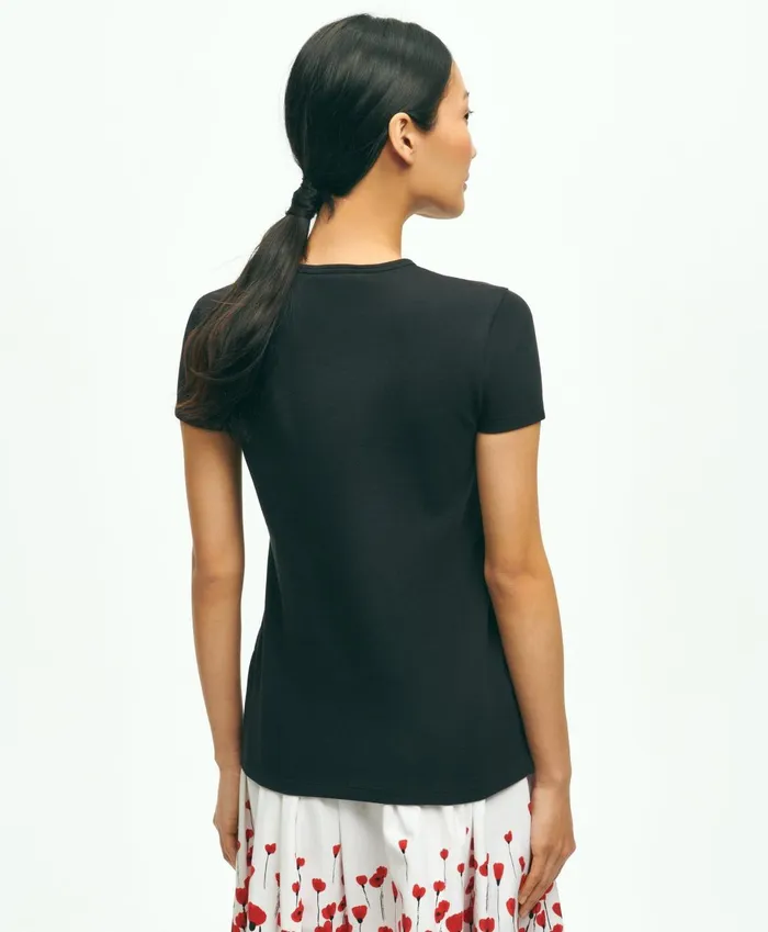 Blouses andamp Shirts Women Brooks Brothers Supima Cotton Stretch Pique TShirt Black