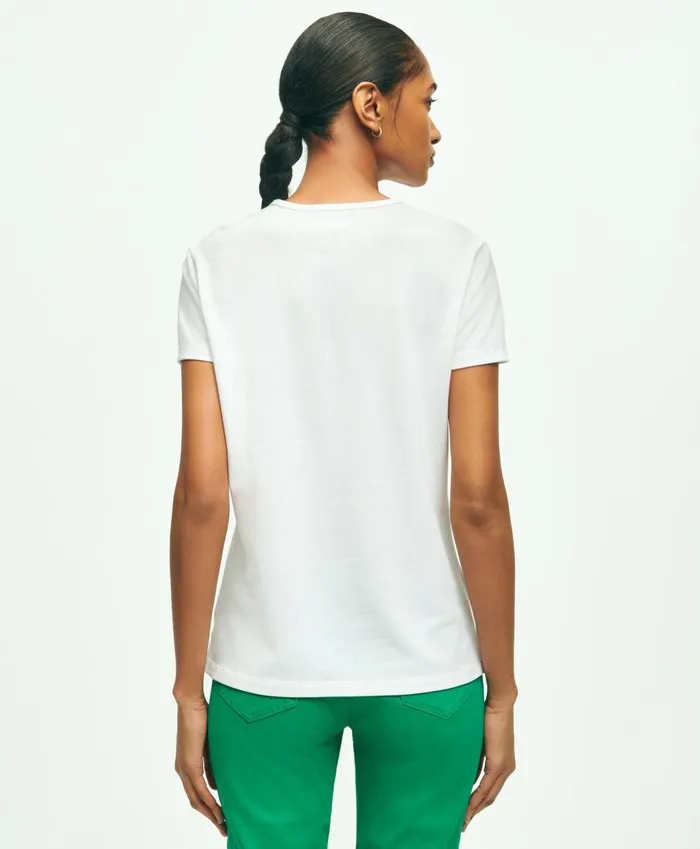 Blouses andamp Shirts Women Brooks Brothers Supima Cotton Stretch Pique TShirt White
