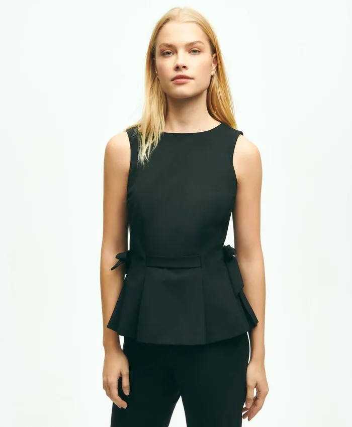 Blouses andamp Shirts Women Brooks Brothers The Essential Brooks Brothers Stretch Wool Peplum Top Black