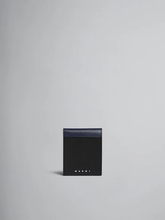Blue And Black Saffiano Leather Bifold Wallet Men Marni Wallets and Small Leather Goods Blue And Black Saffiano Leather Bifold Wallet Men Marni Wallets and Small Leather Goods