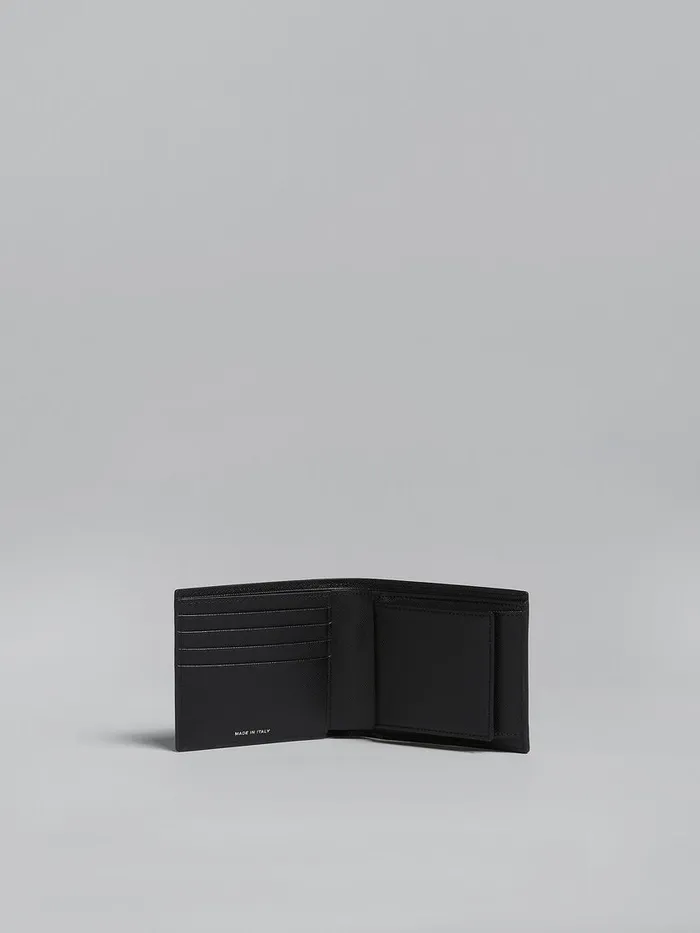 Blue And Black Saffiano Leather Bifold Wallet Men Marni Wallets and Small Leather Goods