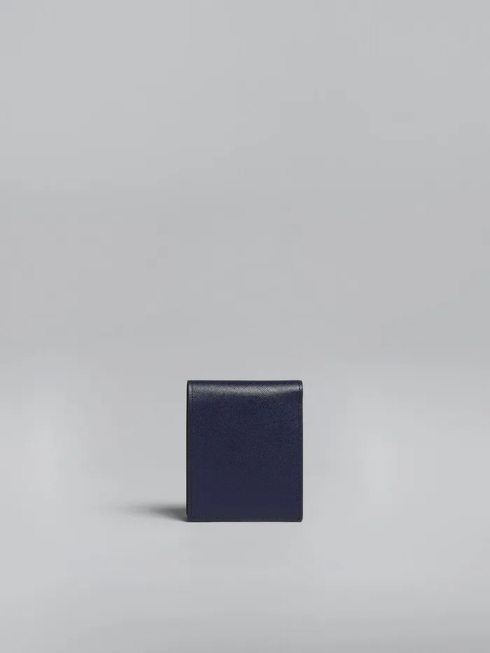Blue And Black Saffiano Leather Bifold Wallet Men Marni Wallets and Small Leather Goods