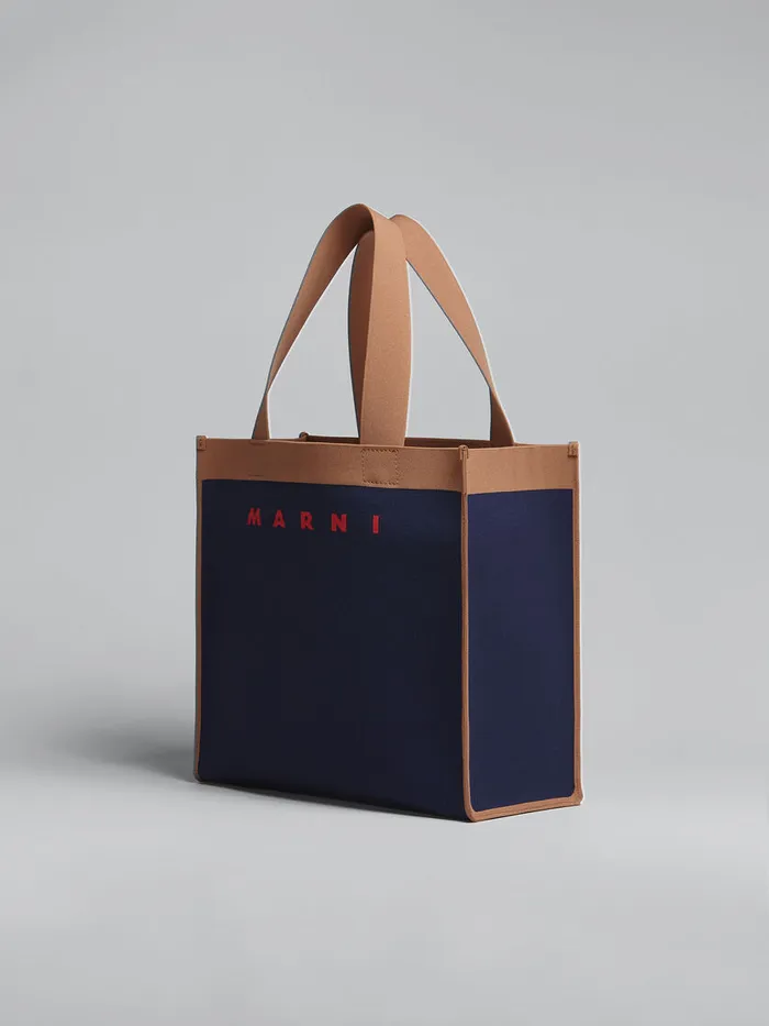 Blue And Brown Jacquard Shopping Bag Men Marni Tote Bags