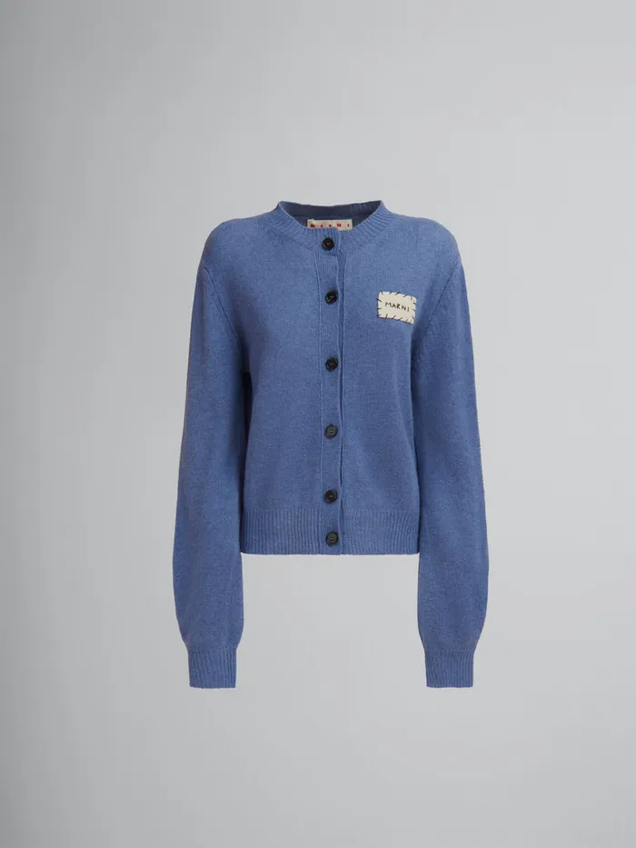 Blue Cashmere Cardigan With Marni Patch Women Marni Knitwear