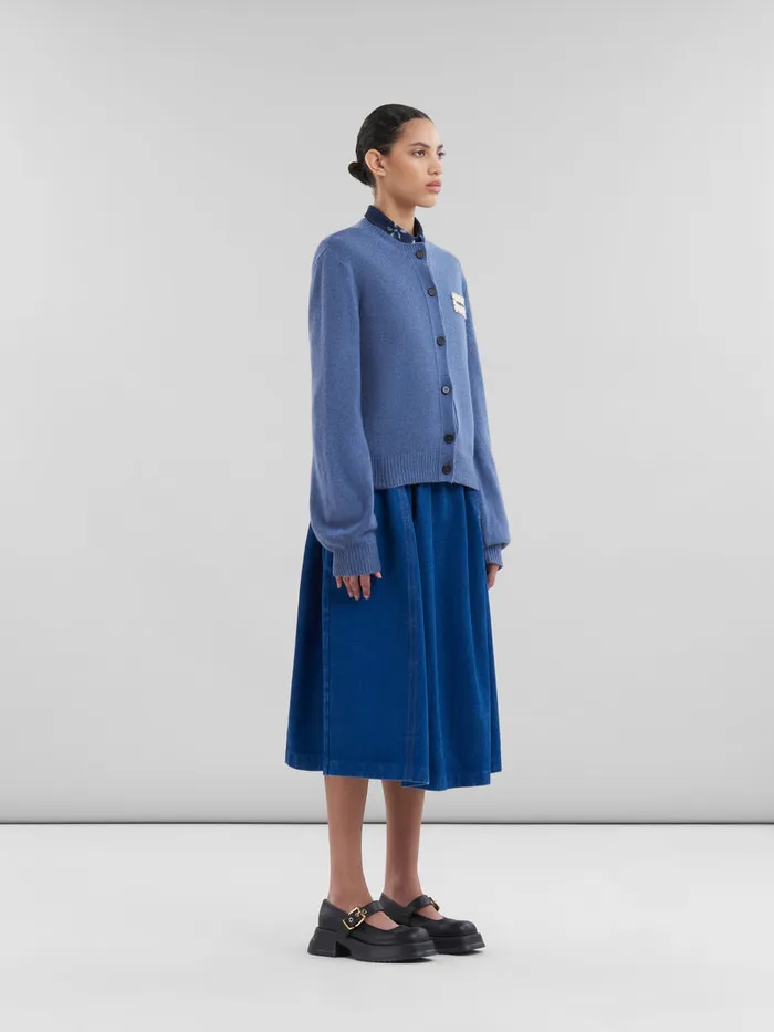 Blue Cashmere Cardigan With Marni Patch Women Marni Knitwear