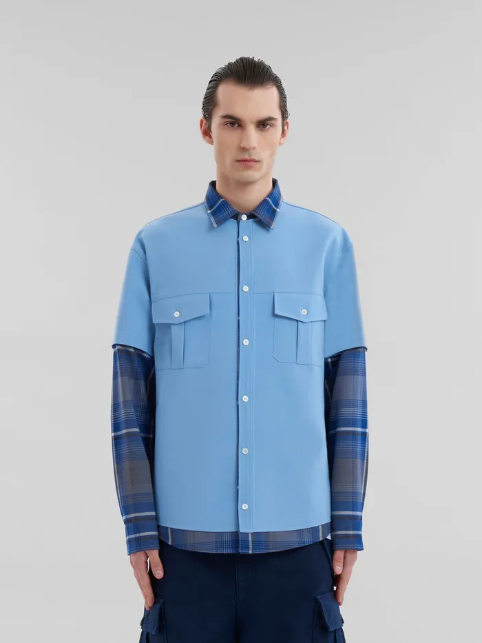Blue Checked Wool Multigarment Shirt Men Marni Matching Sets