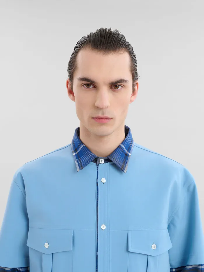 Blue Checked Wool Multigarment Shirt Men Marni Matching Sets