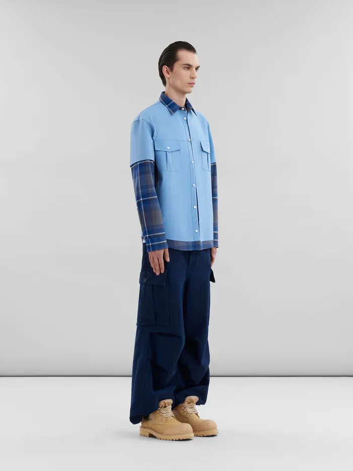 Blue Checked Wool Multigarment Shirt Men Marni Matching Sets