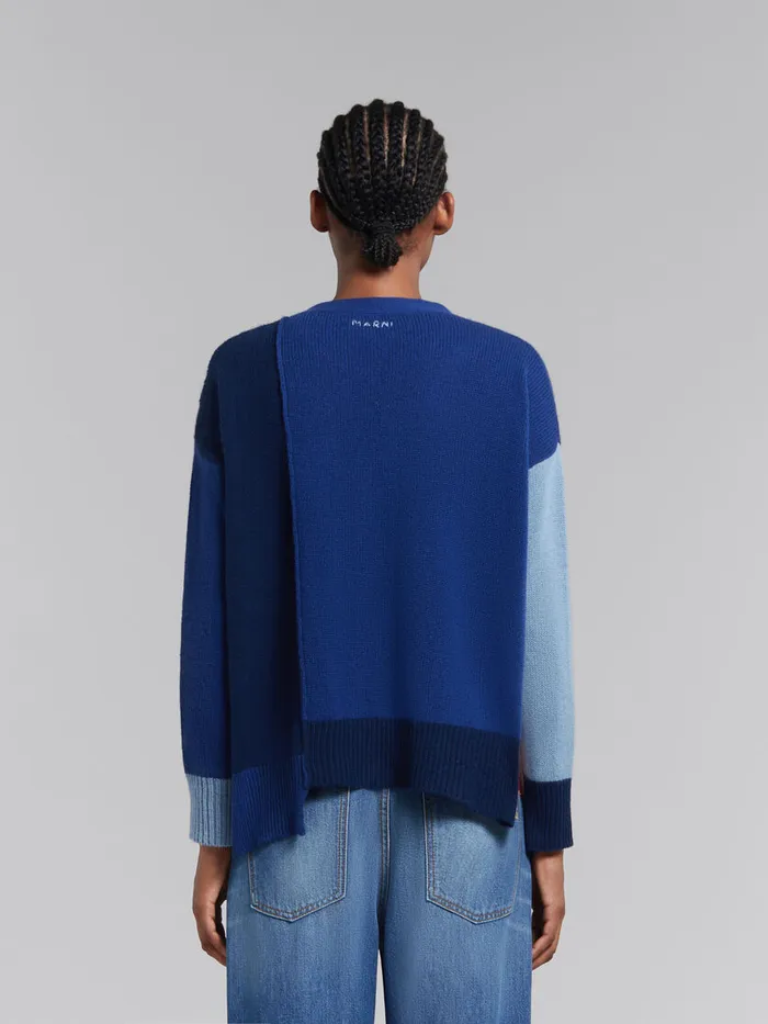 Blue Colourblock Cashmere Cardigan Women Marni Knitwear