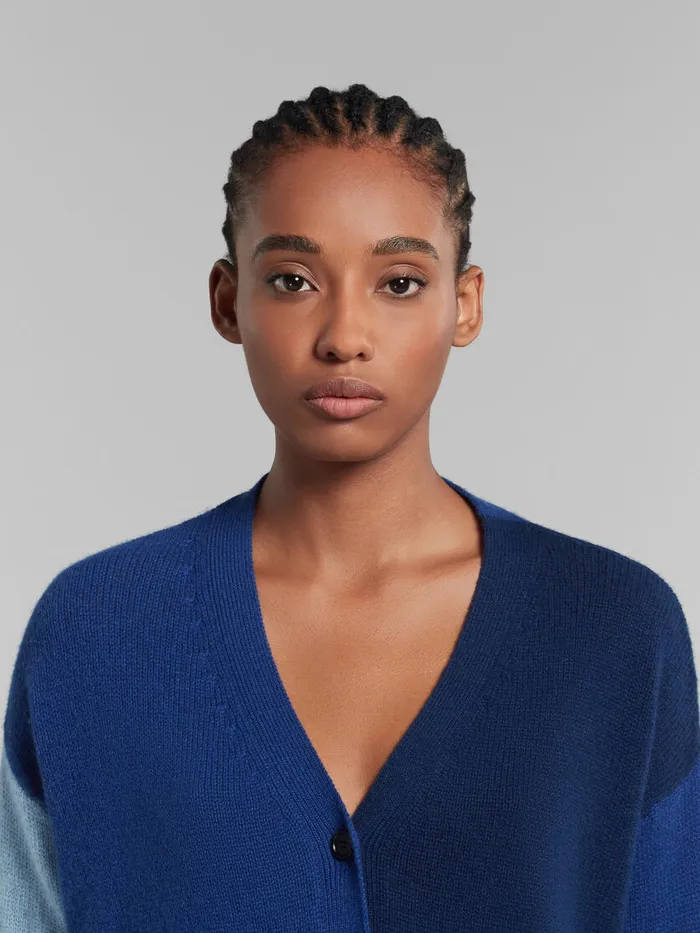 Blue Colourblock Cashmere Cardigan Women Marni Knitwear