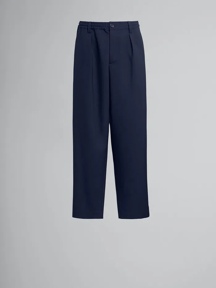Blue Cropped Trousers In Tropical Wool Men Marni Pants