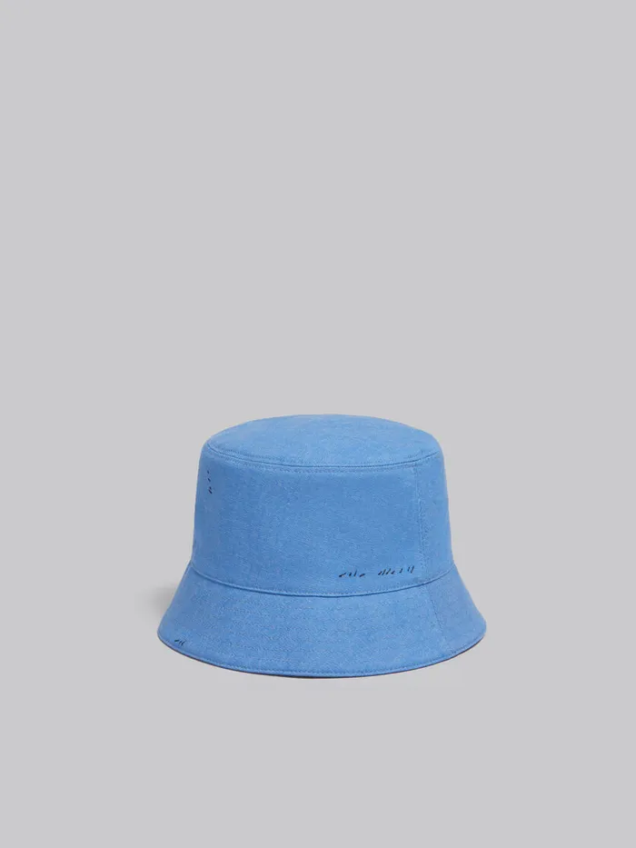 Blue Denim Bucket Hat With Marni Mending Men Marni Hats