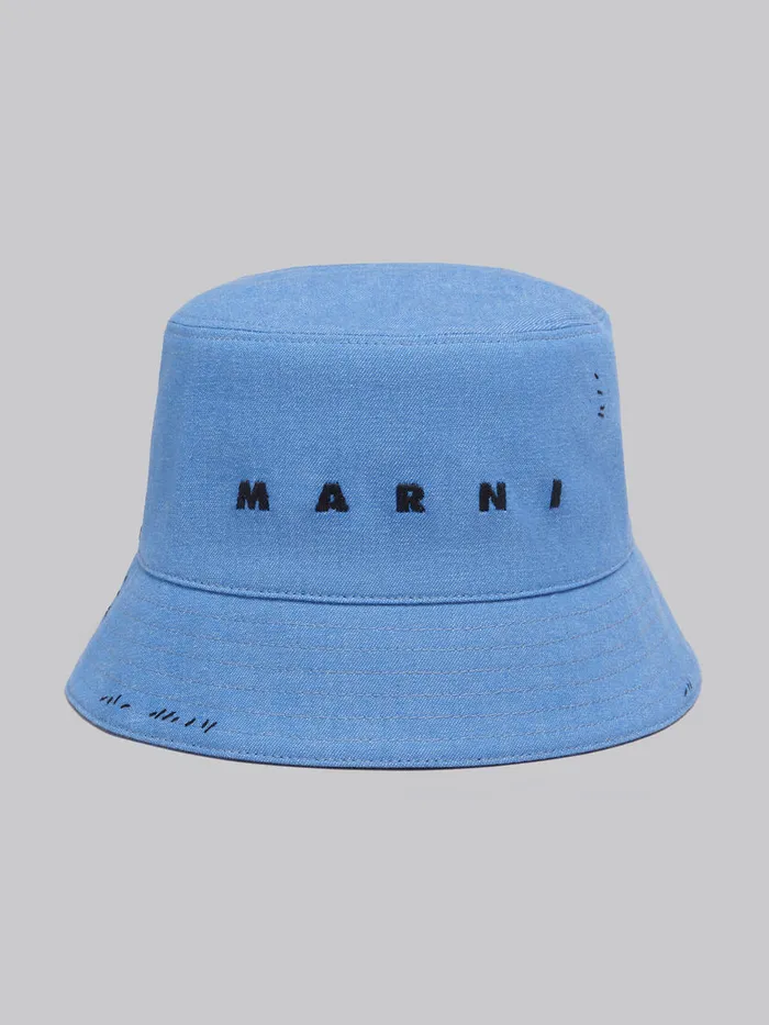 Blue Denim Bucket Hat With Marni Mending Men Marni Hats