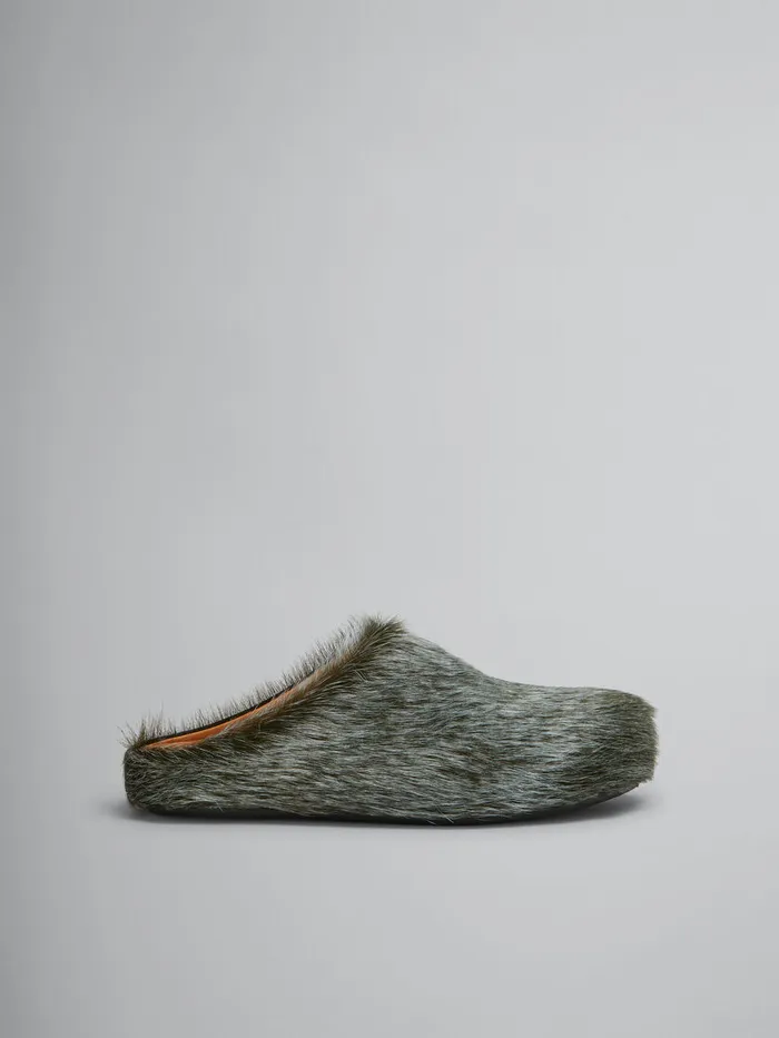Bluegrey Long Hair Calfskin Fussbett Sabot Women Marni Fussbett