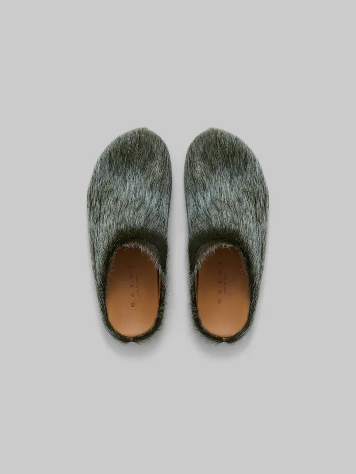 Bluegrey Long Hair Calfskin Fussbett Sabot Women Marni Fussbett