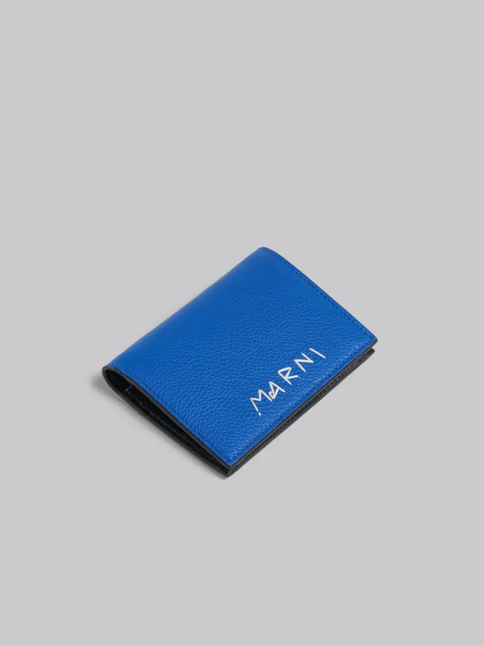 Blue Leather Bifold Wallet With Marni Mending Men Marni Wallets and Small Leather Goods