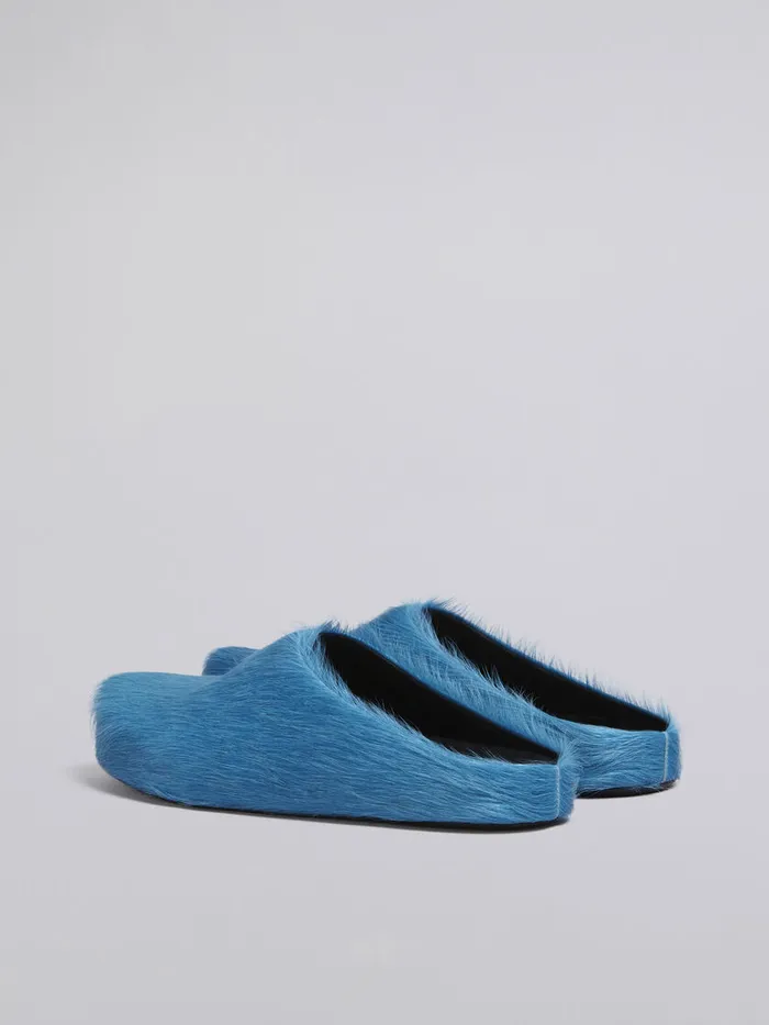 Blue Long Hair Calfskin Fussbett Sabot Men Marni Fussbett Sabot