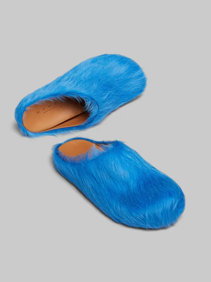 Blue Longhair Calfskin Fussbett Sabot Women Marni Fussbett
