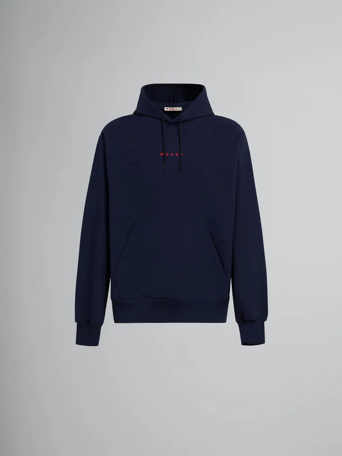 Blue Organic Cotton Hoodie With Marni Print Men Marni Sweatshirts
