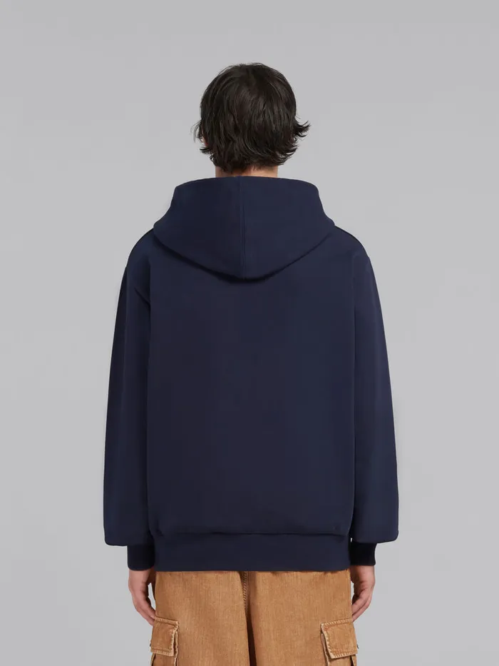 Blue Organic Cotton Hoodie With Marni Print Men Marni Sweatshirts