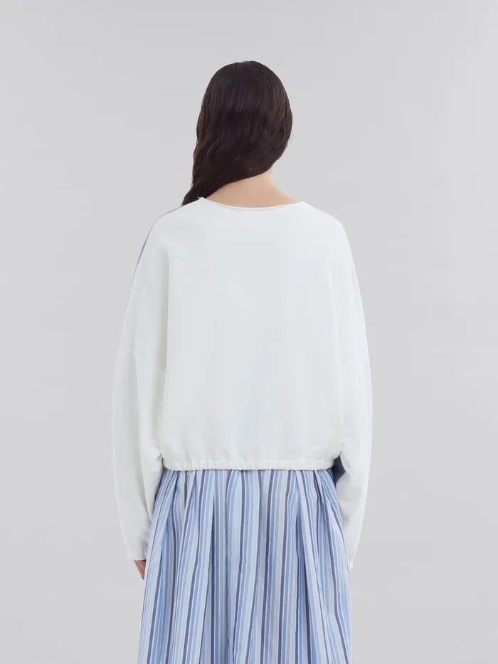 Blue Organic Cotton Sweatshirt With Padded Logo Women Marni Sweatshirts