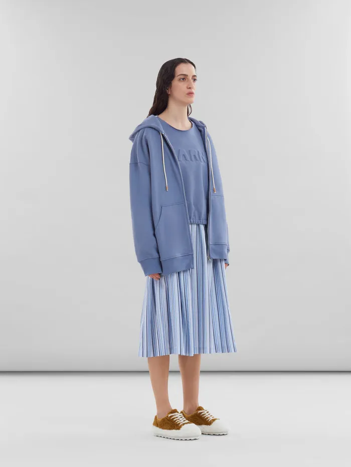 Blue Organic Cotton Sweatshirt With Padded Logo Women Marni Sweatshirts