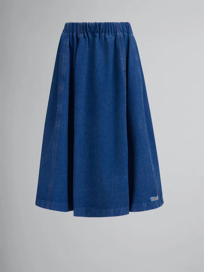 Blue Organic Denim Elasticated Midi Skirt Women Marni Skirts