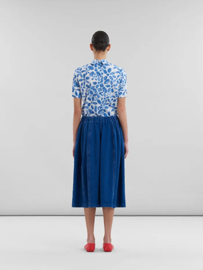 Blue Organic Denim Elasticated Midi Skirt Women Marni Skirts