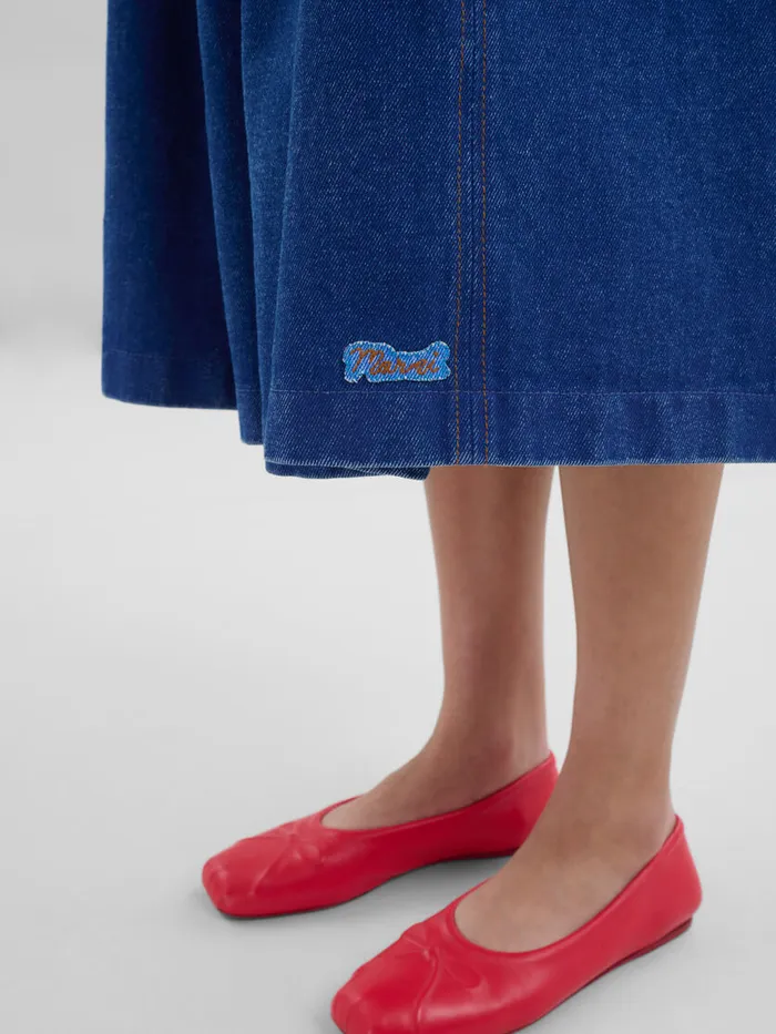 Blue Organic Denim Elasticated Midi Skirt Women Marni Skirts