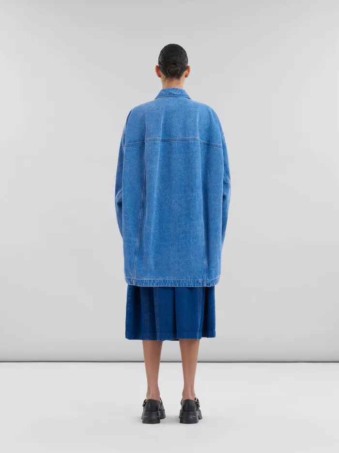 Blue Organic Denim Jacket With Marni Logo Patch Women Marni Coats and Jackets
