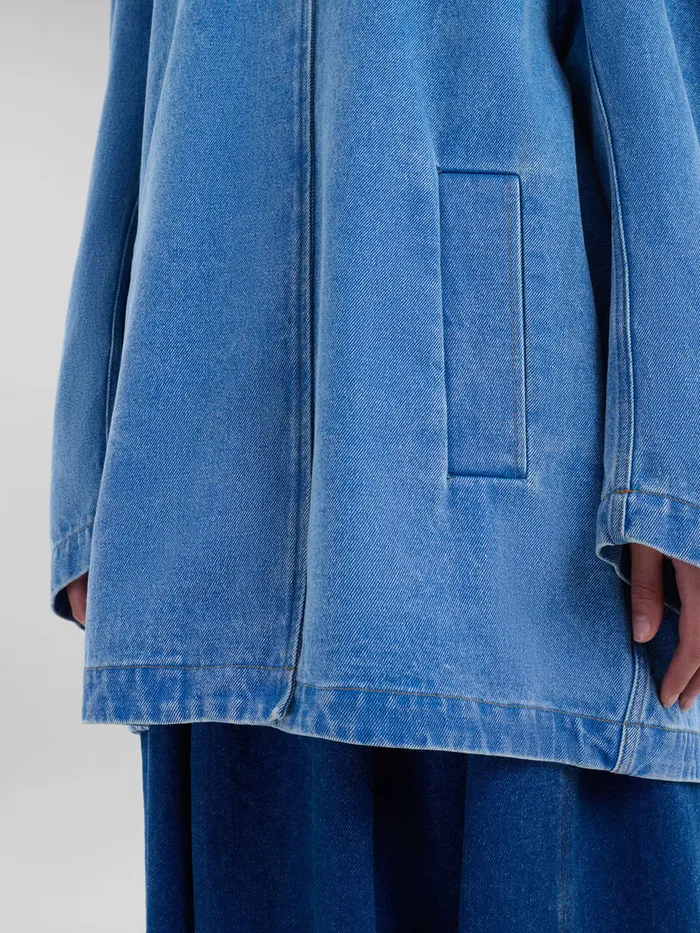 Blue Organic Denim Jacket With Marni Logo Patch Women Marni Coats and Jackets