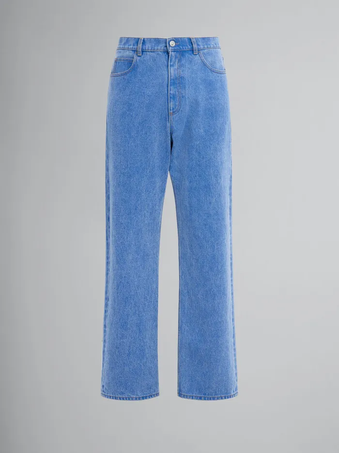 Blue Organic Denim Wideleg Jeans Men Marni Pants