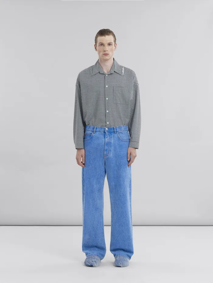 Blue Organic Denim Wideleg Jeans Men Marni Pants