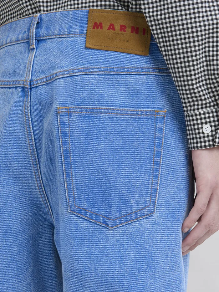 Blue Organic Denim Wideleg Jeans Men Marni Pants