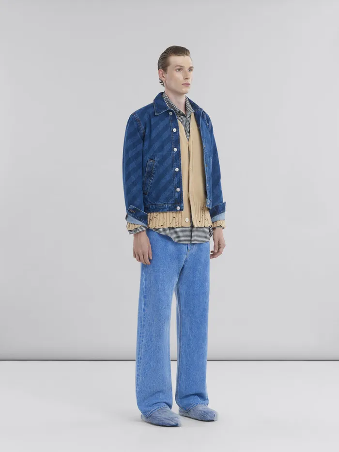 Blue Organic Denim Wideleg Jeans Men Marni Pants