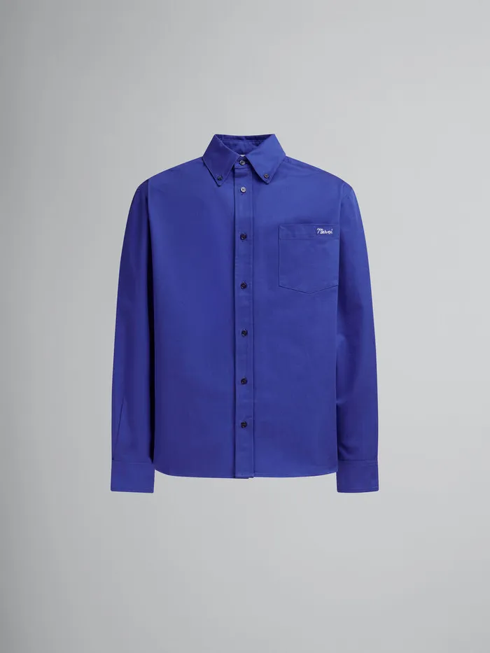 Blue Organic Gabardine Shirt With Marni Patch Men Marni Matching Sets