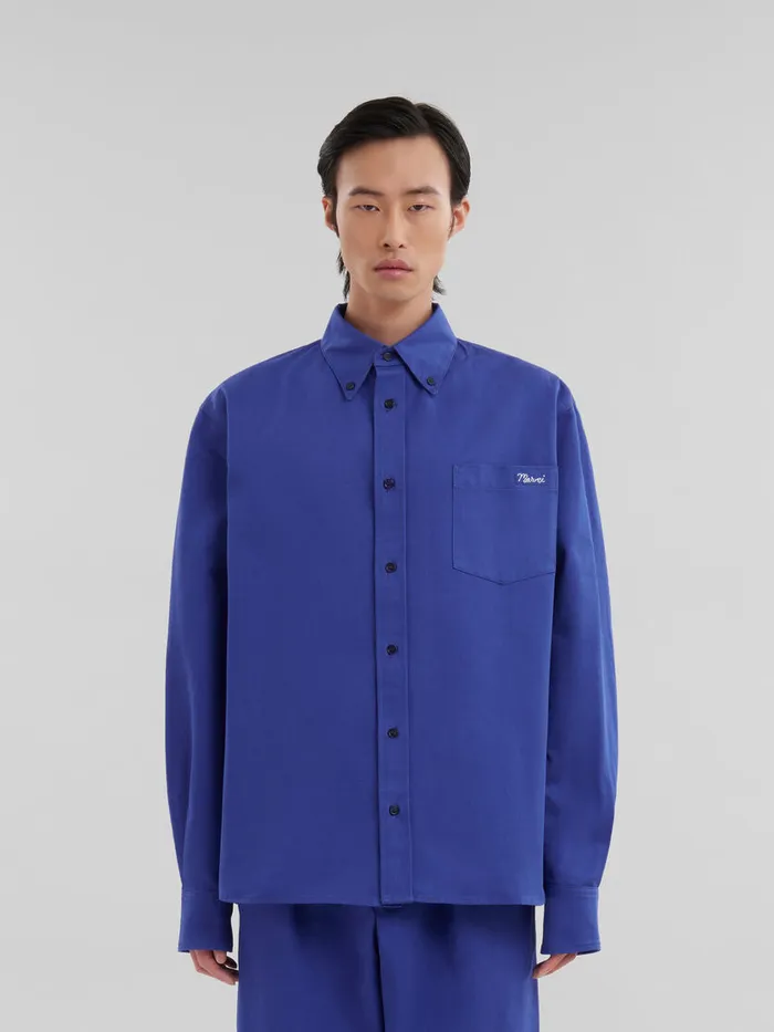 Blue Organic Gabardine Shirt With Marni Patch Men Marni Matching Sets