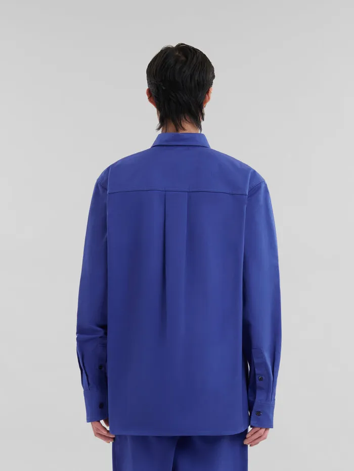 Blue Organic Gabardine Shirt With Marni Patch Men Marni Matching Sets