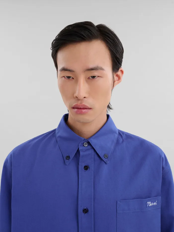 Blue Organic Gabardine Shirt With Marni Patch Men Marni Matching Sets
