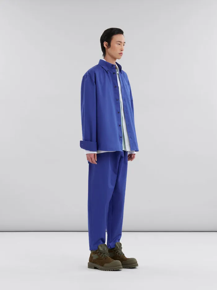 Blue Organic Gabardine Shirt With Marni Patch Men Marni Matching Sets