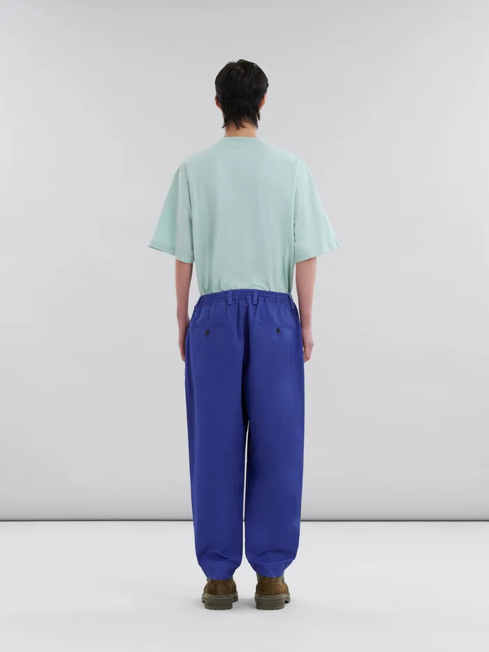 Blue Organic Gabardine Trousers With Drawstring Waist Men Marni Pants