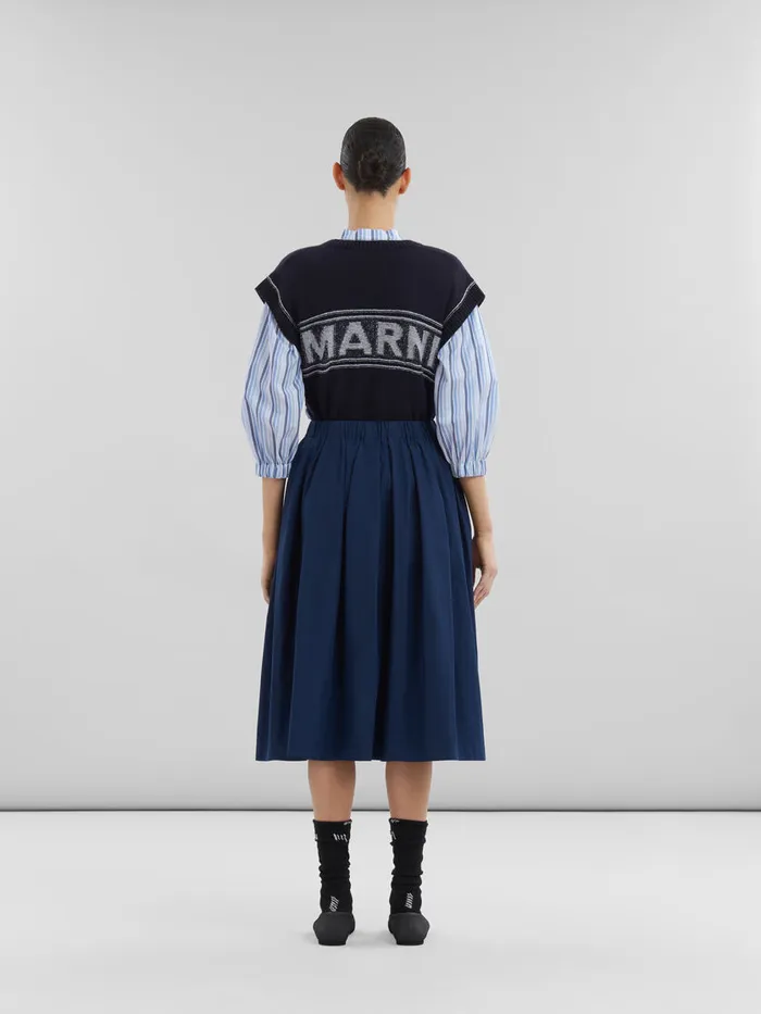 Blue Organic Poplin Elasticated Midi Skirt Women Marni Skirts