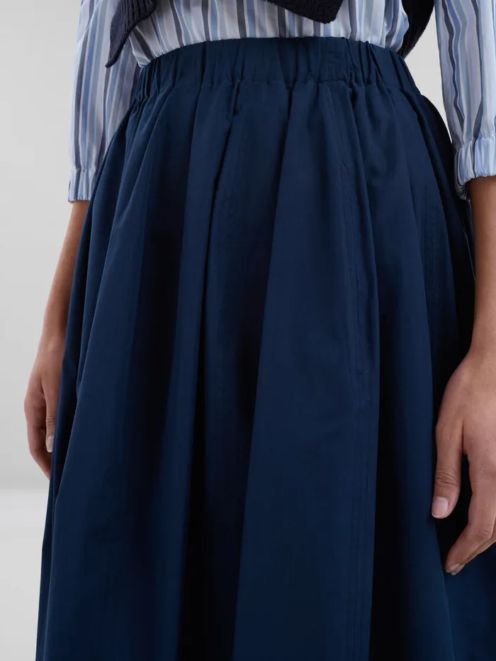 Blue Organic Poplin Elasticated Midi Skirt Women Marni Skirts